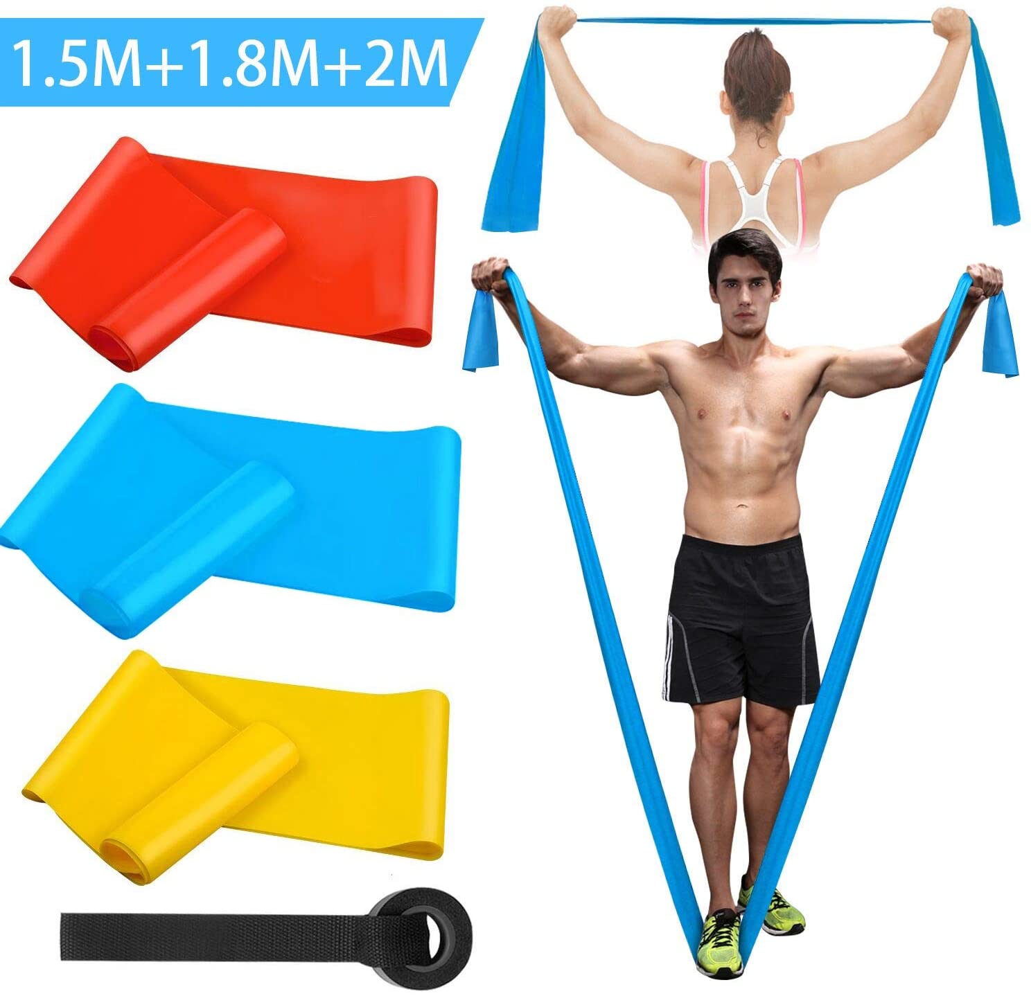 Crossfit Equipment - Bandas Elasticas Fitness, 3 Piezas 1.5M/1.8M/2.0M